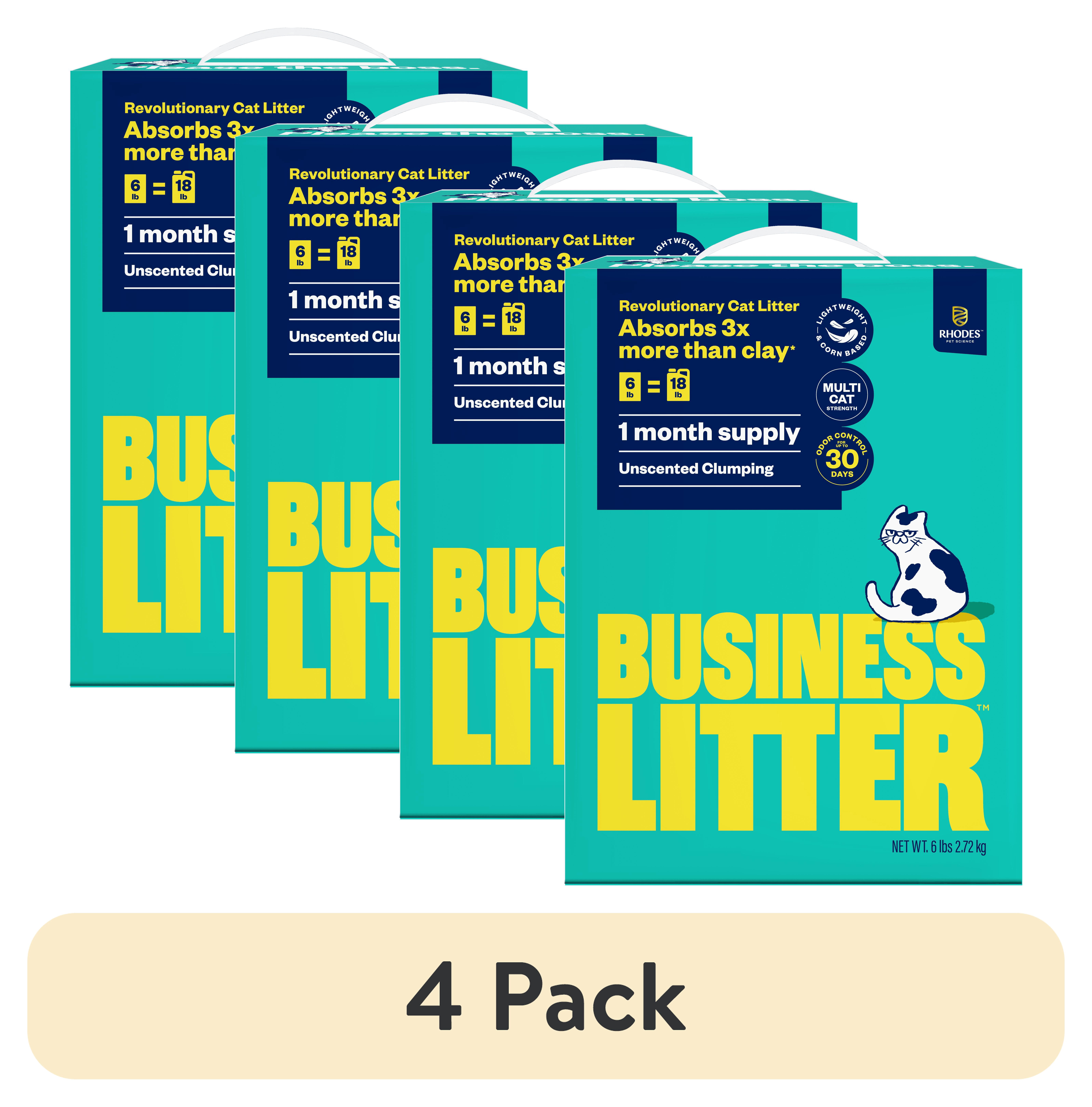 (4 pack) Business Cat Litter Unscented Clumping Natural 6 lb Box