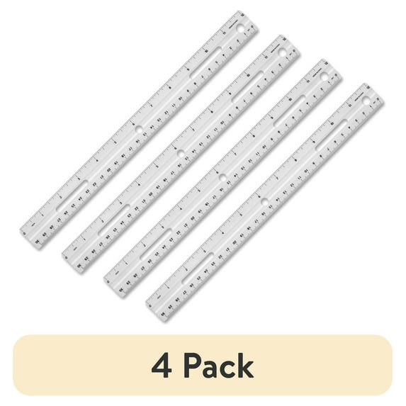 (4 pack) Business Source, BSN32365, 12" Plastic Ruler, 1 Each, White