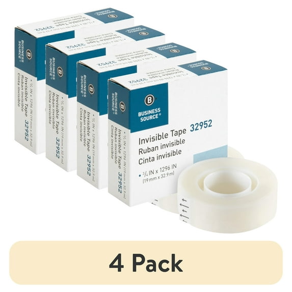 (4 pack) Business Source, BSN32952, Invisible Tape Dispenser Refill Roll, 1 / Roll, Clear