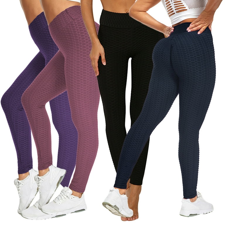 4-pack Butt Lifting Booty Leggings for Women, High Waist Workout Yoga Pants  Anti Cellulite Tummy Control Sports Tights 