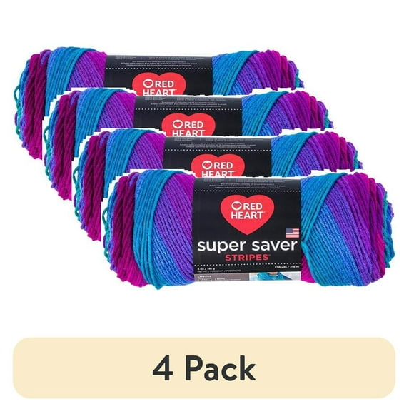 (4 pack) Red Heart® Super Saver™ #4 Worsted Acrylic Yarn, Polo stripe 5oz/142g 236yd