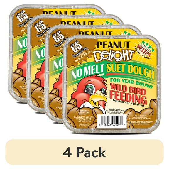 (4 pack) C&S Peanut Delight No Melt Suet Dough, 11.75 oz
