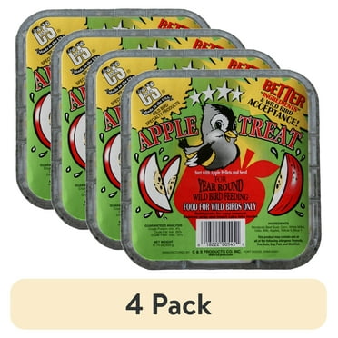 (4 pack) C&S Apple Suet Treat, for Wild Birds, 11.75 Ounces