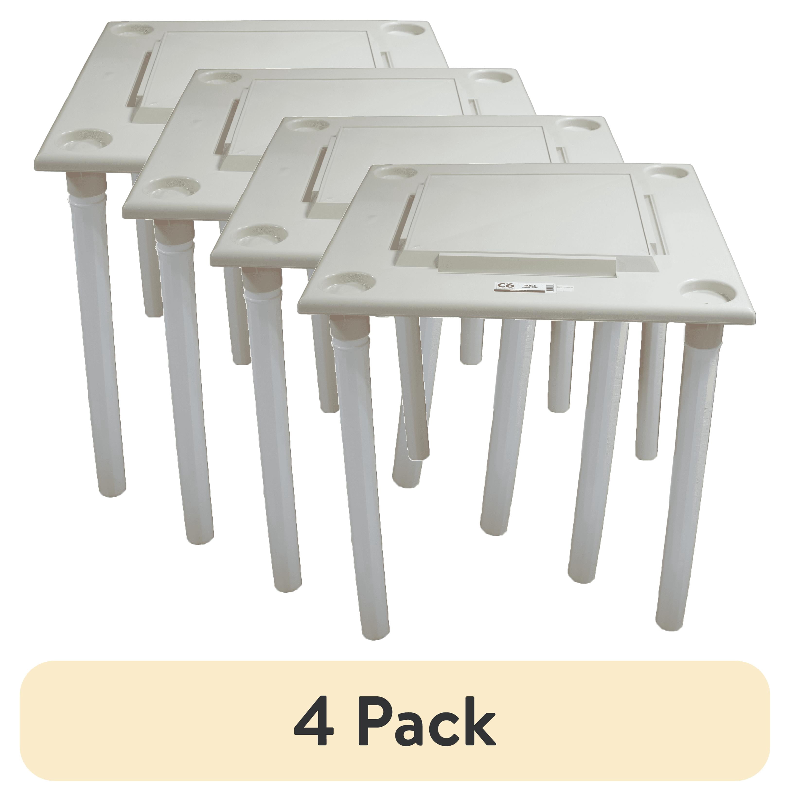 (4 pack) C6 Group Domino Game Table Sand with White Legs. Waterproof Plastic Game Table with Drinks Holder. Indoor and Outdoor Use.