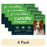 (4 pack) CAPSTAR (Nitenpyram) Fast-Acting Oral Flea Treatment for Large Dogs (over 25 lbs), 6 Tablets, 57 mg