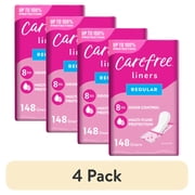 4 pack Carefree Panty Liners, Regular, Unscented 148 Count