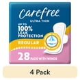 thumbnail image 1 of (4 pack) Carefree Ultra Thin Pads with Wings, Regular Absorbency, 28 Ct, 1 of 12