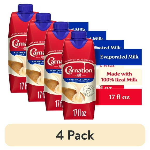 (4 pack) Nestle Carnation Vitamin D Added Evaporated Milk for Holiday Treats and Baking, 17 fl Oz Carton