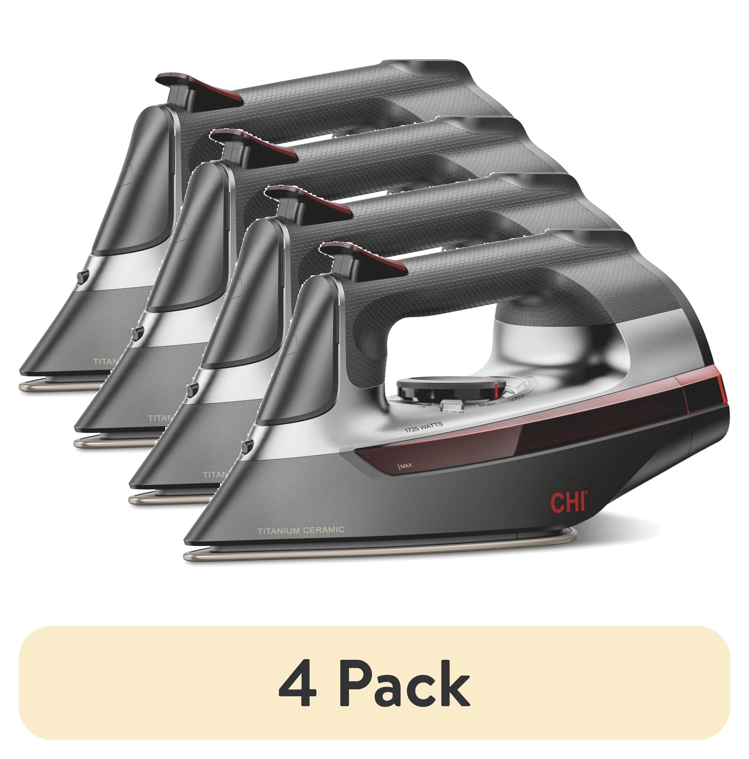 (4 pack) CHI 360 Precision Steam Iron for Clothes with Titanium-Infused Ceramic Soleplate, Retractable Cord & Auto Shut-Off, 1725 W, Black