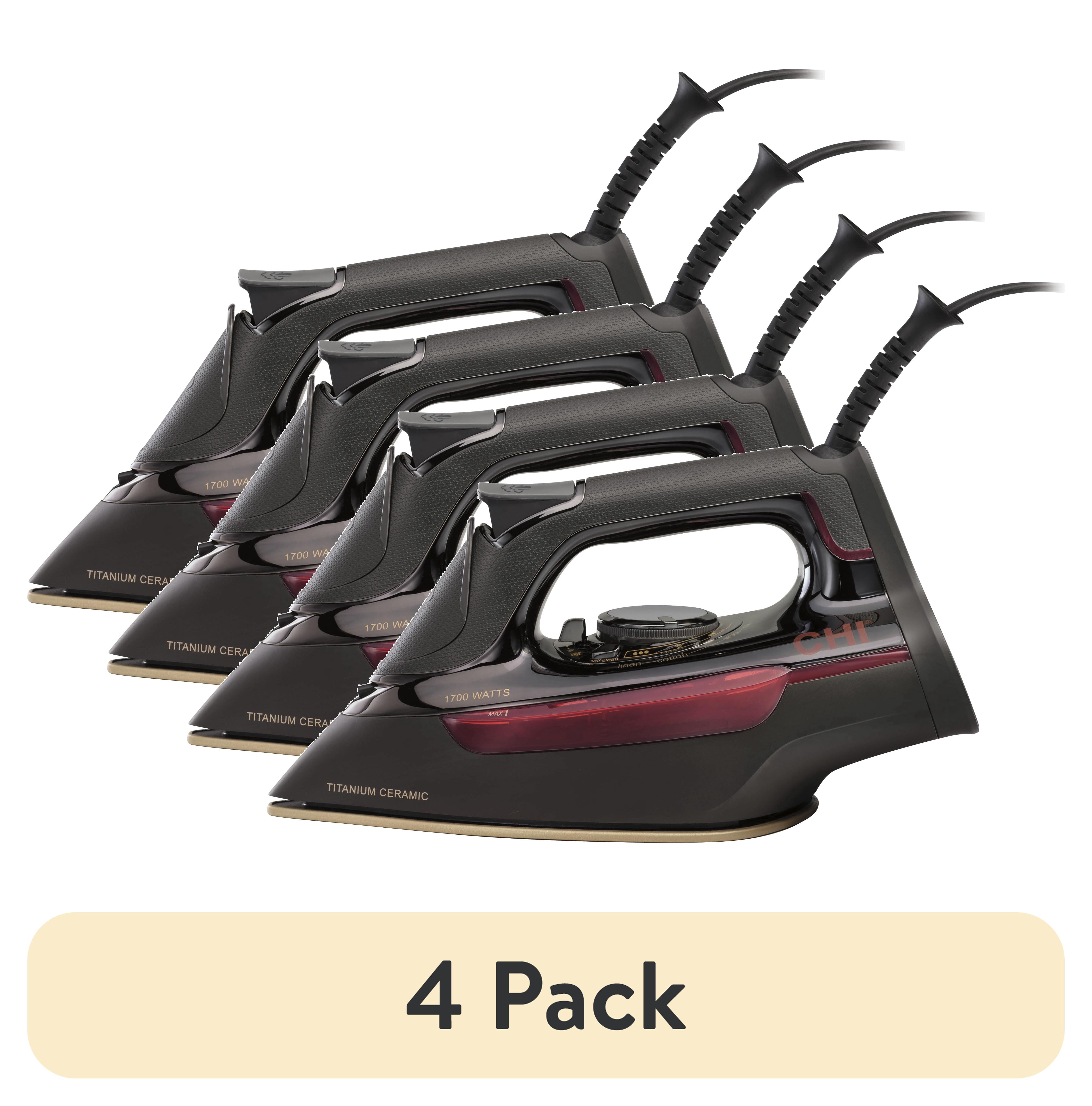 (4 pack) CHI Professional Clothing Iron, Steam Iron for Clothes with Titanium-Infused Soleplate, Black