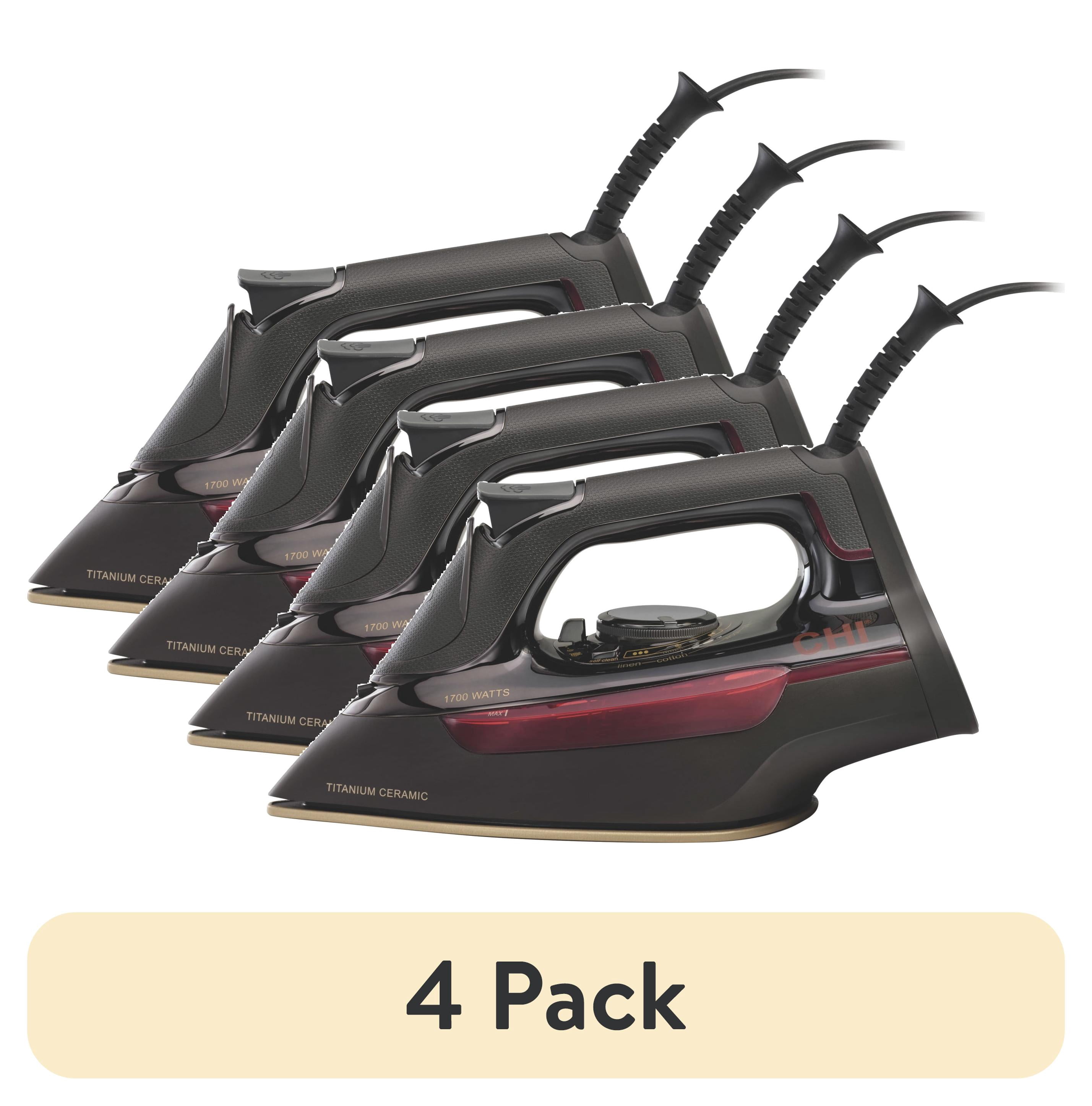 (4 pack) CHI Professional Steam Iron for Clothes with Titanium-Infused Ceramic Soleplate & Precise Temperature Control, 1700 W, Black