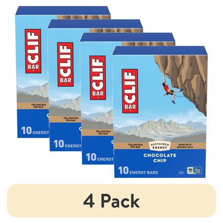 (4 pack) CLIF BAR Energy Protein Bars, Chocolate Chip, 10 Count