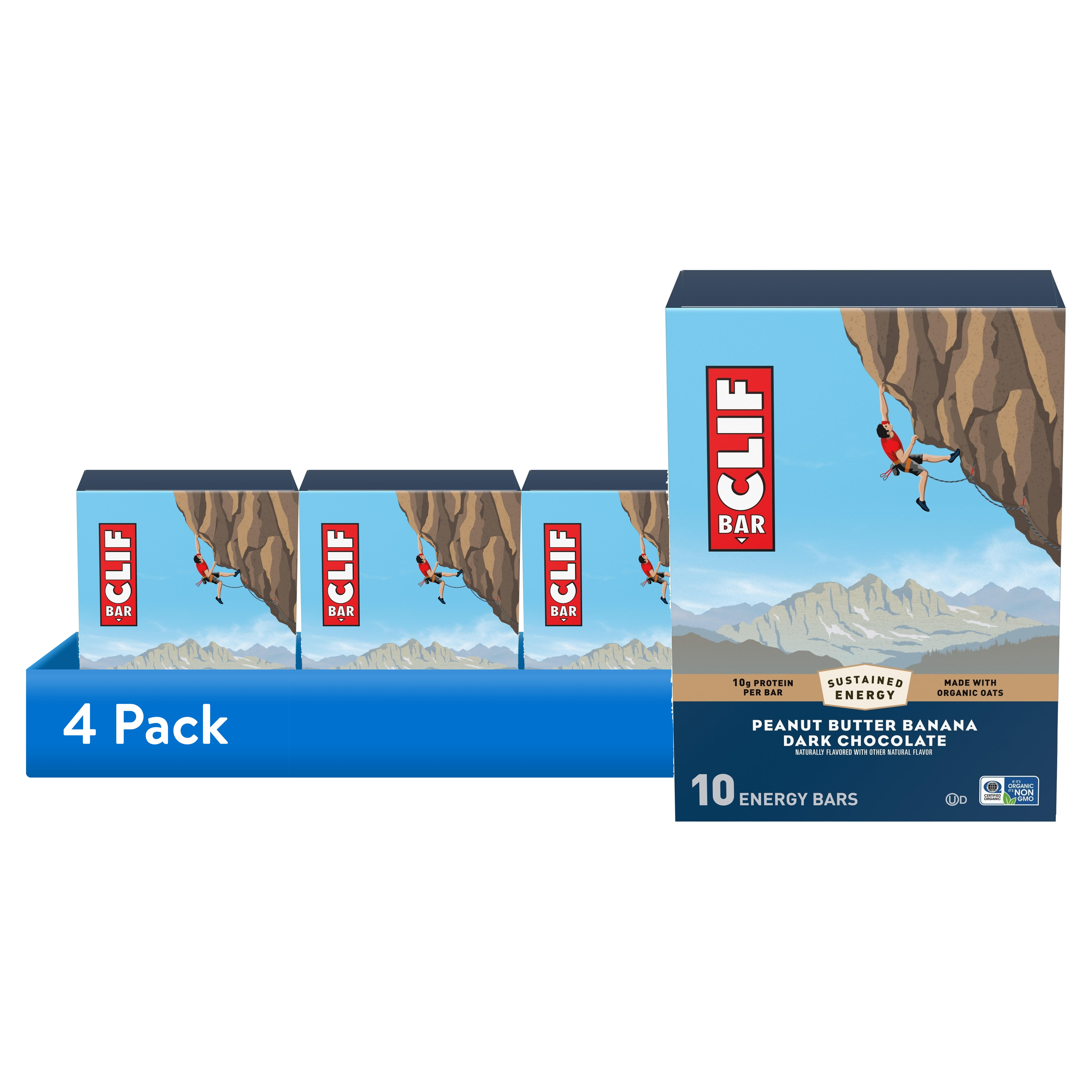 (4 pack) CLIF BAR Energy Protein Bars, Peanut Butter Banana with Dark Chocolate, 10ct