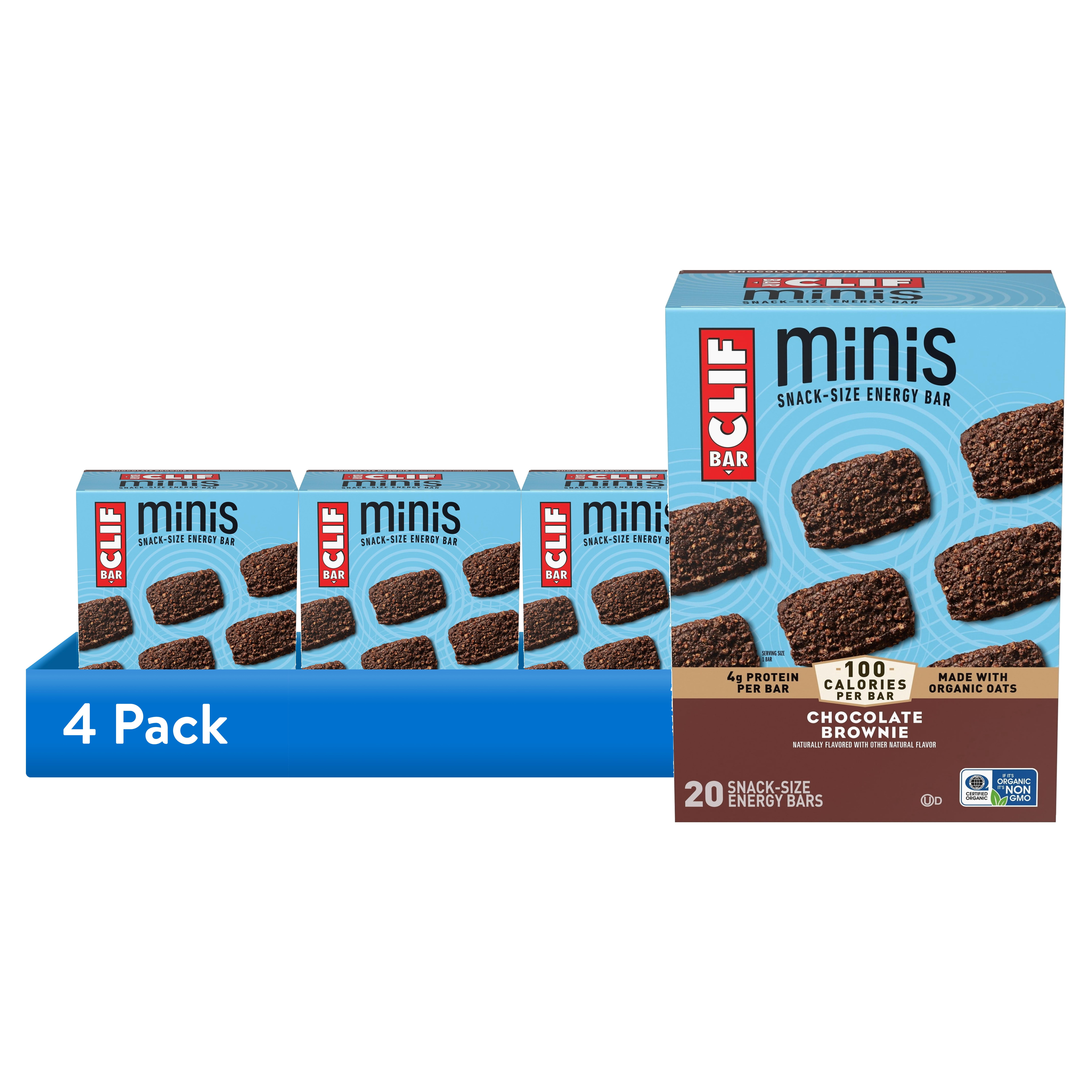 (4 pack) CLIF BAR Minis Chocolate Brownie Flavor Snack-Size Energy Bars, 20ct