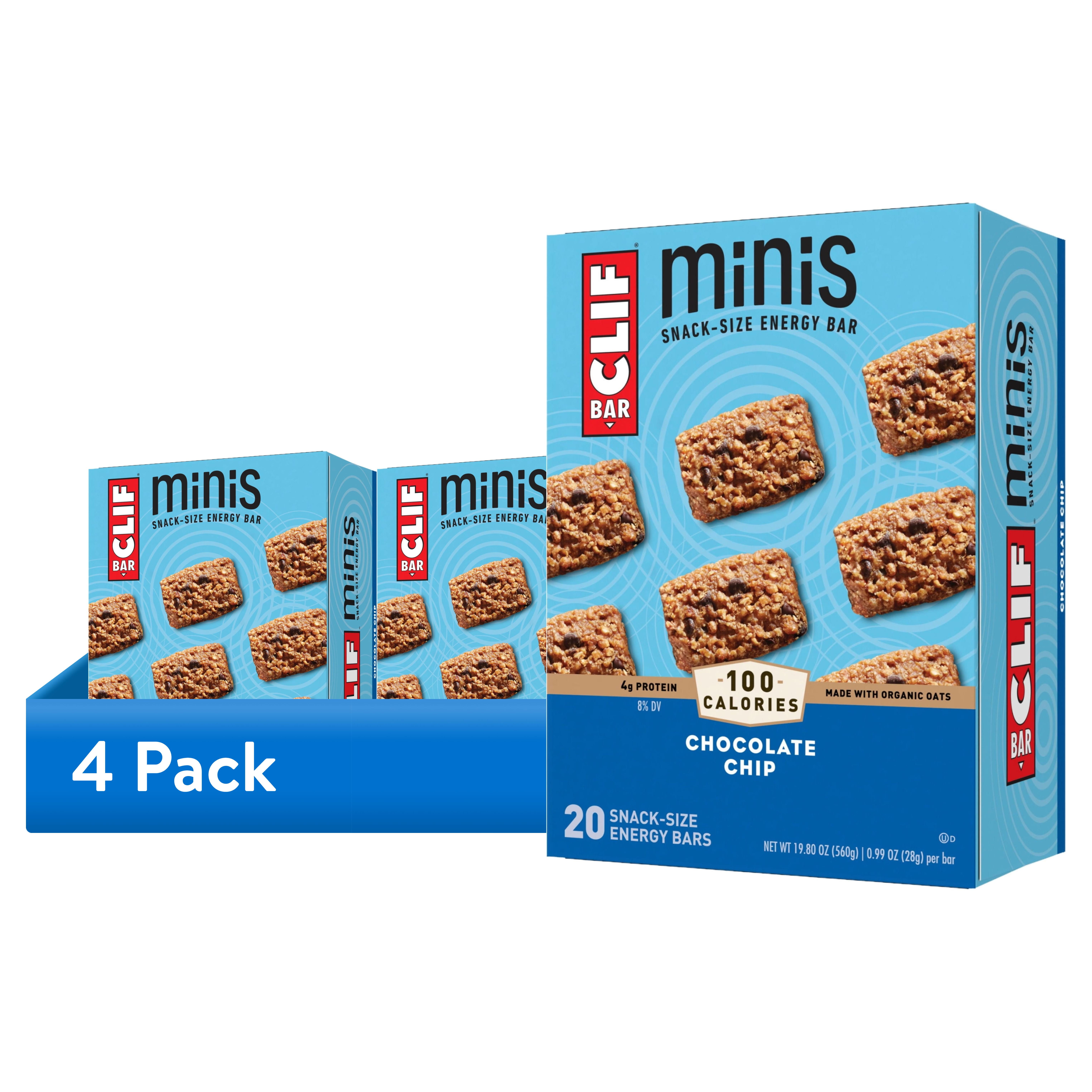 (4 pack) CLIF BAR Minis Chocolate Chip Flavor Snack-Size Energy Bars, 20ct