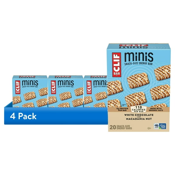 (4 pack) CLIF BAR Minis White Chocolate Macadamia Nut Flavor Snack-Size Energy Bars, 20ct