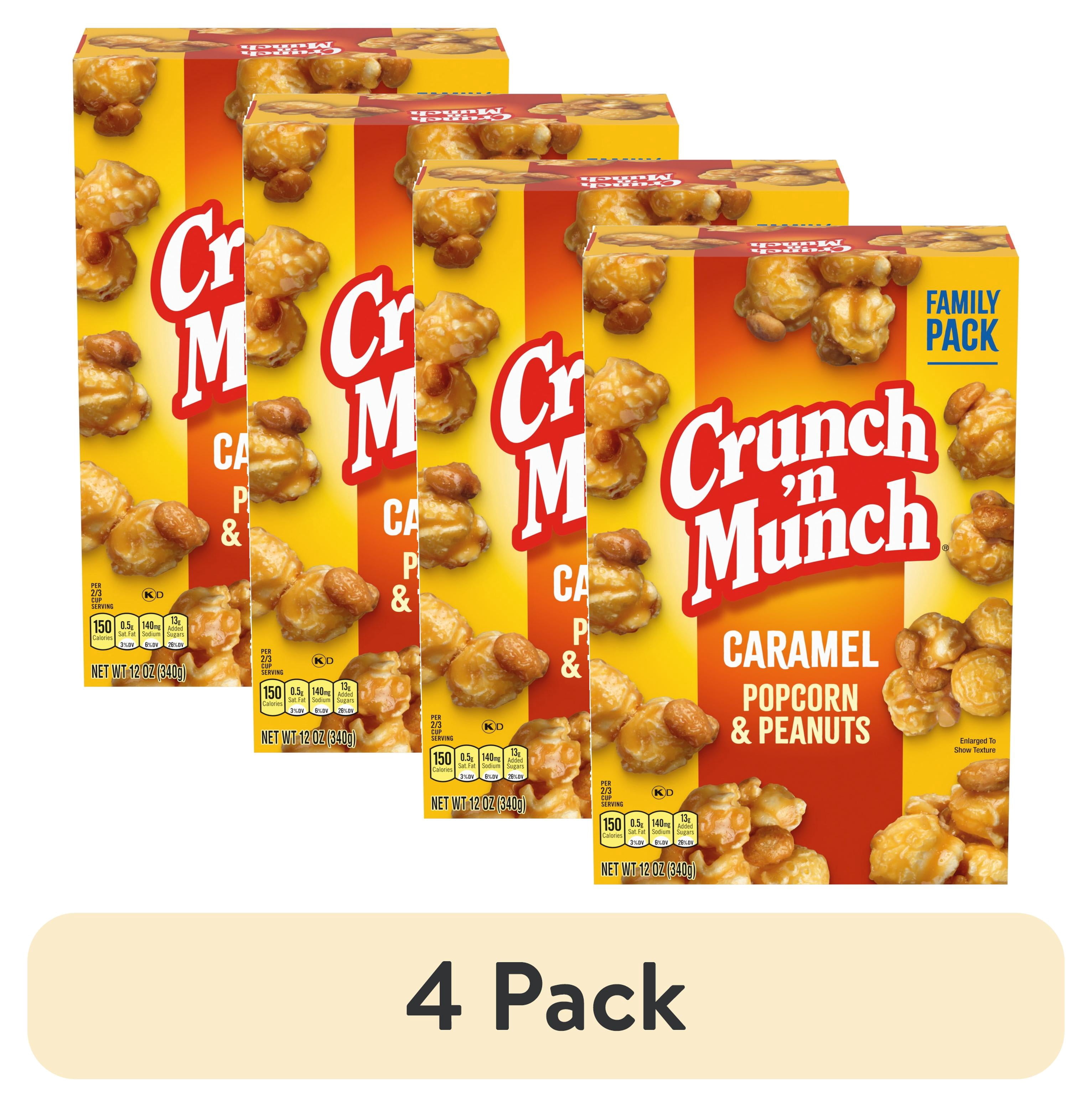 (4 pack) CRUNCH 'N MUNCH Caramel Popcorn with Peanuts, 12 oz.