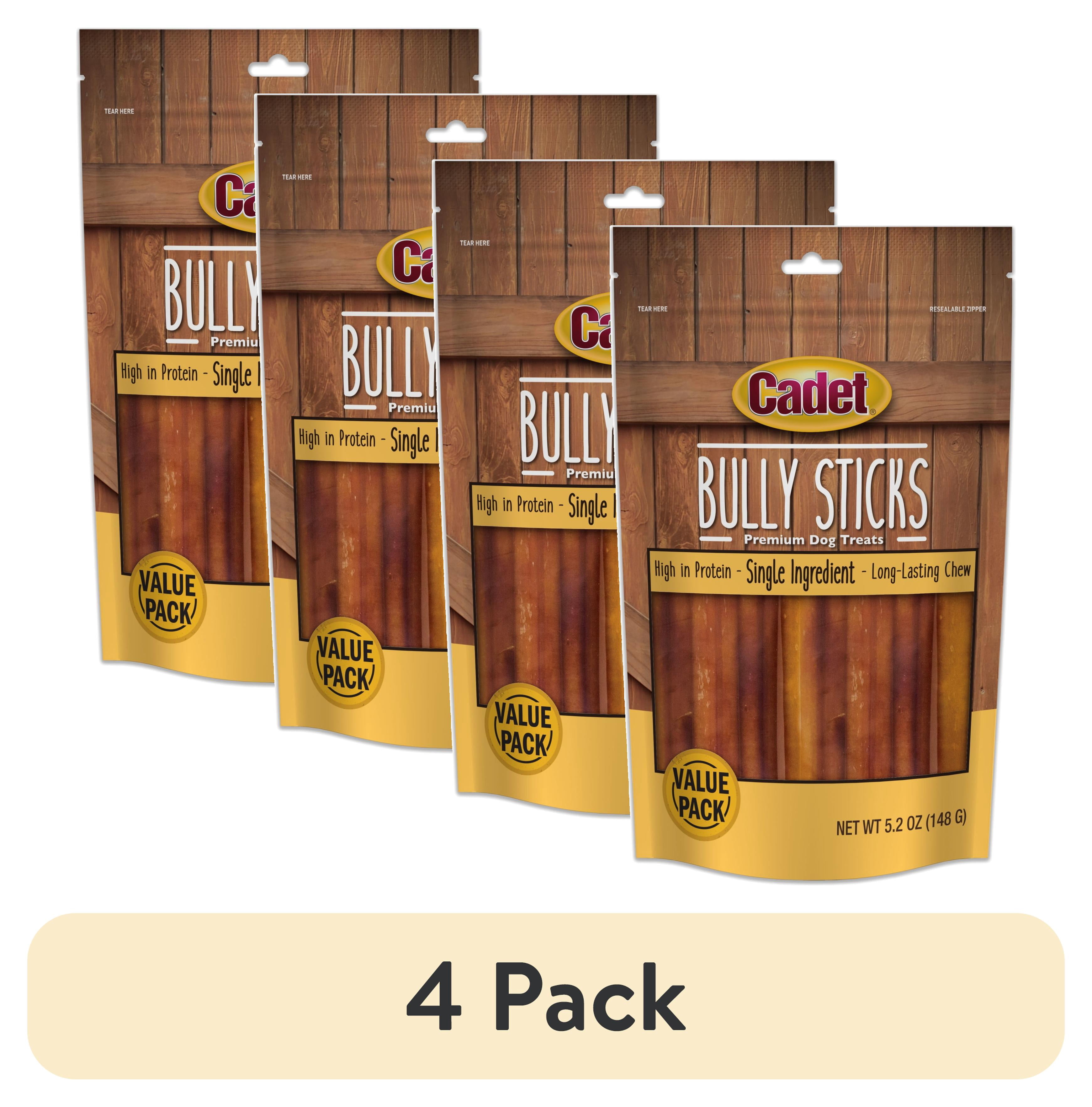 (4 pack) Cadet Bully Stick Dog Chews Small 5.2 Ounce