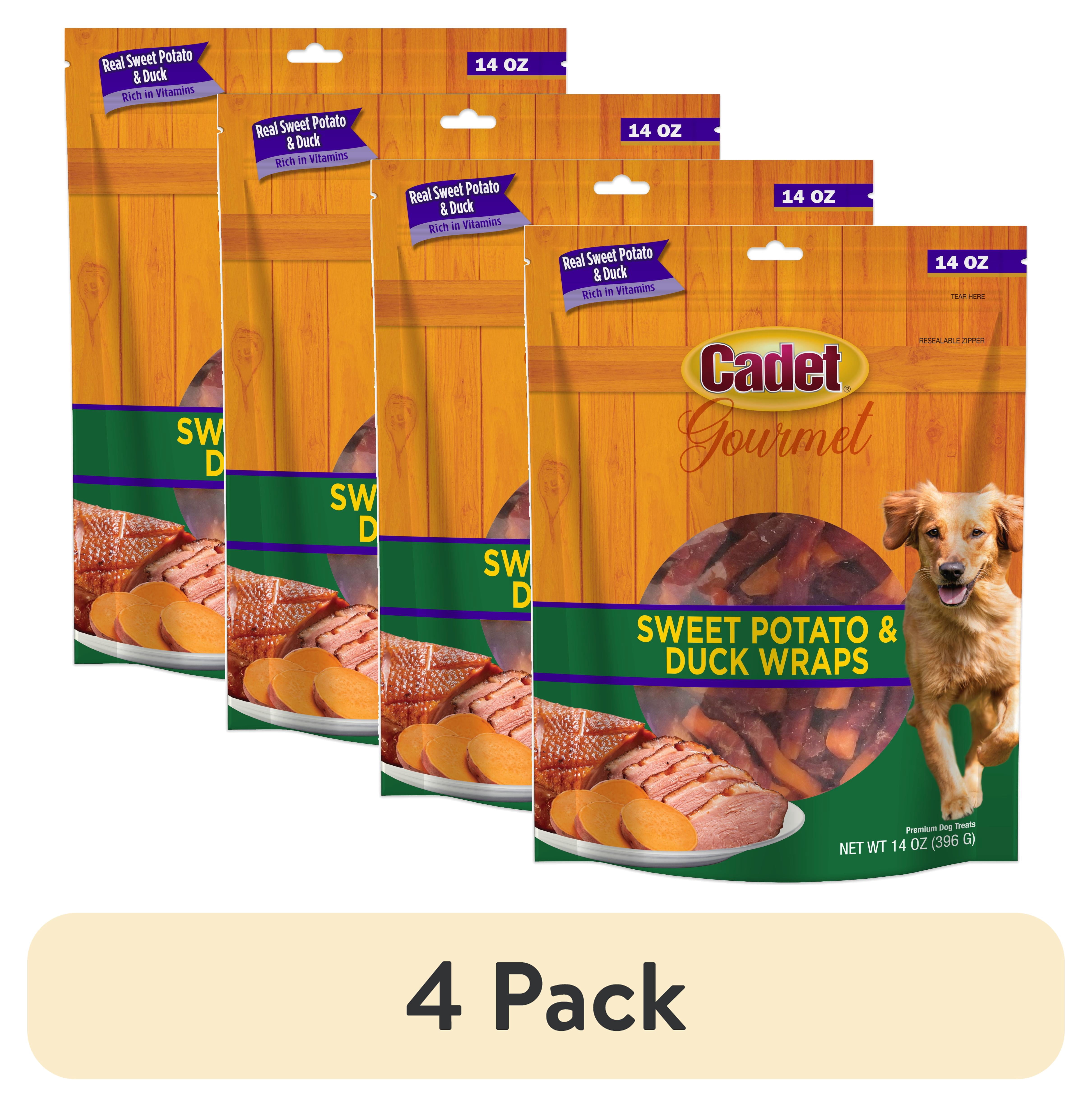 (4 pack) Cadet Gourmet Sweet Potato & Duck Wrapped Dog Chew Treats Wraps,  14oz