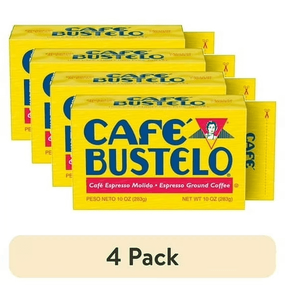 (4 pack) Cafe Bustelo, Espresso Style Dark Roast Ground Coffee, Vacuum Packed 10 oz Brick