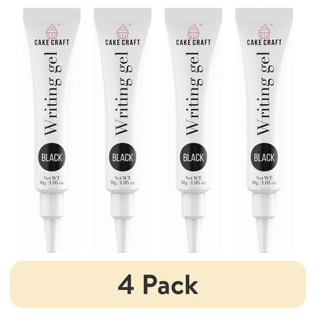 (4 pack) Cake Craft Writing Gel – Black | 1.05 oz Tube | Edible Decorating Gel for Cakes, Cookies, Cupcakes & More | Easy-Squeeze Tip | Made in the USA