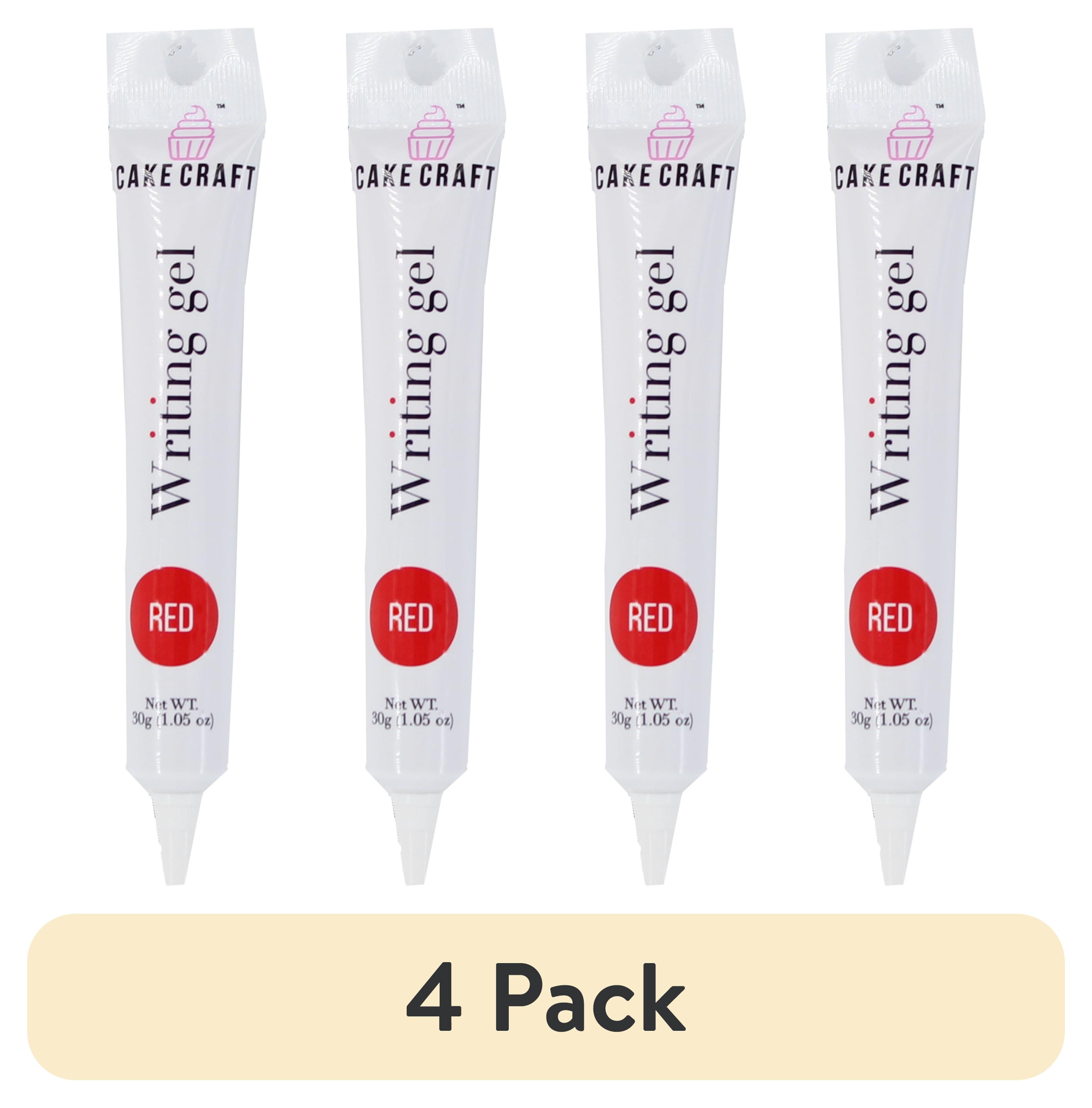 (4 pack) Cake Craft Writing Gel Red | 1.05 oz Tube | Edible Decorating Gel for Cakes, Cookies, Cupcakes & More | Easy-Squeeze Tip | Made in the USA