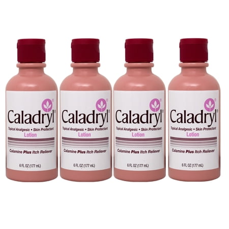 (4 pack) Caladryl Skin Protectant Lotion with Calamine and Itch Reliever, 6 fl oz