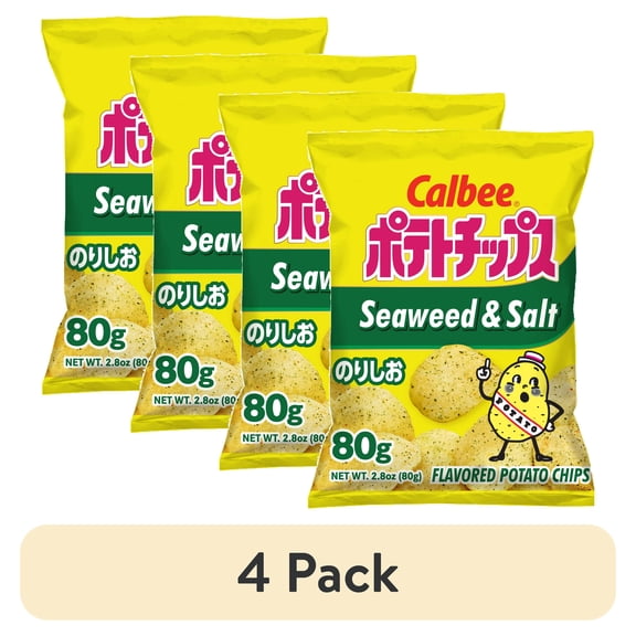 (4 pack) Calbee Potato Chips Seaweed & Salt Flavored 2.8 oz