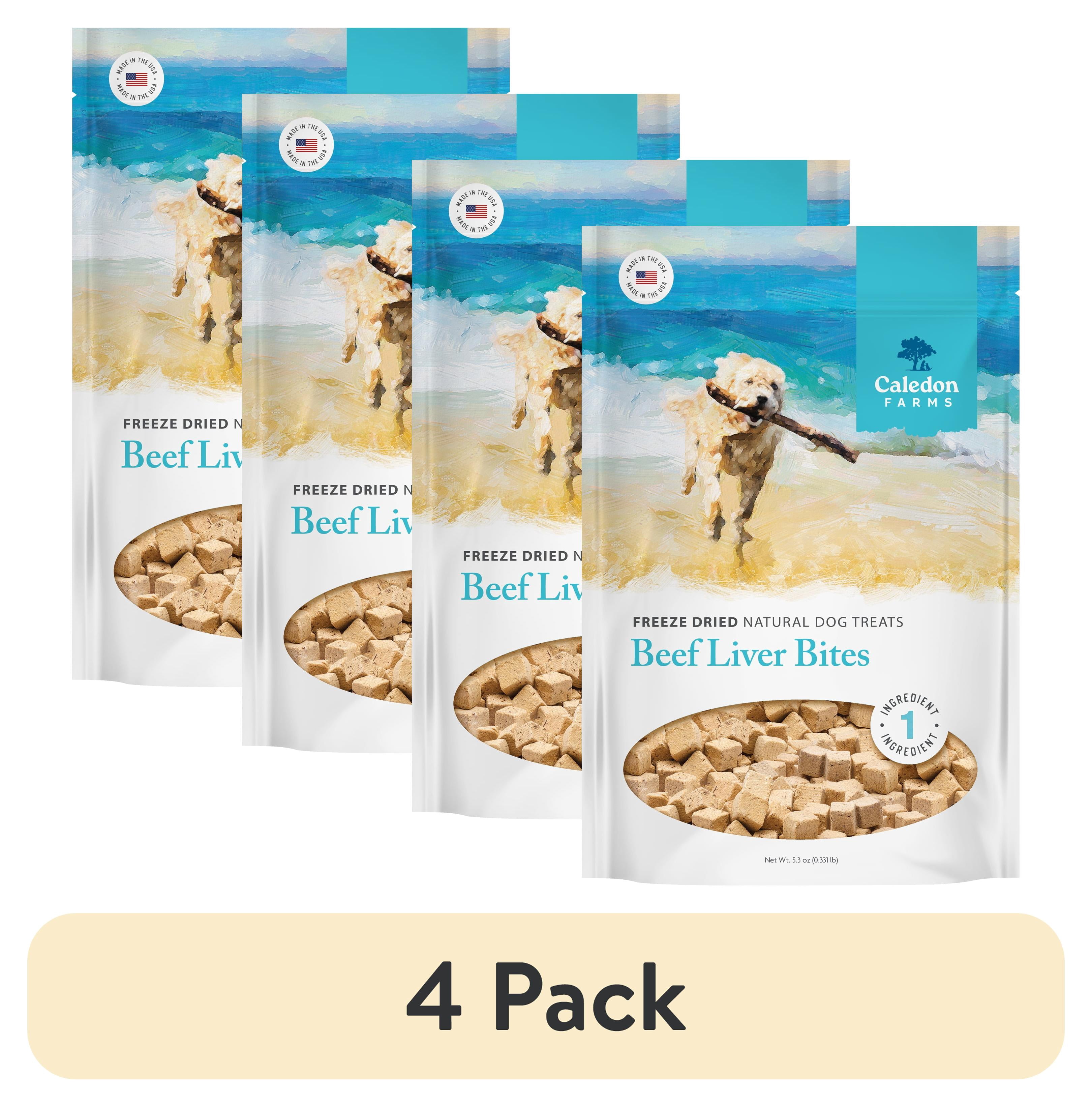 (4 pack) Caledon Farms Beef Liver Topper for Dogs, 5.3 oz Bag