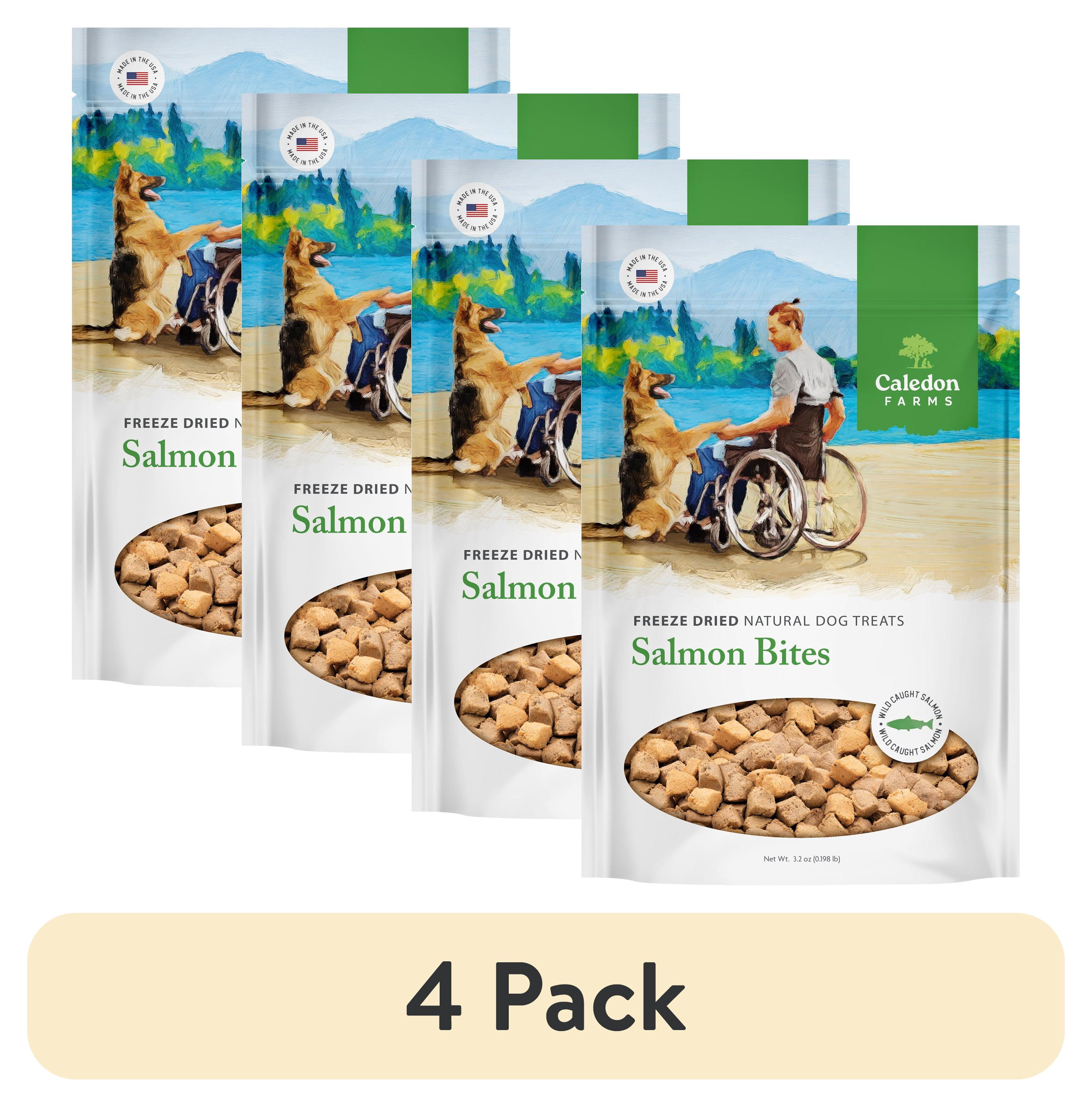 (4 pack) Caledon Farms Salmon Bites Dog Food Topper, 3.2 oz Bag