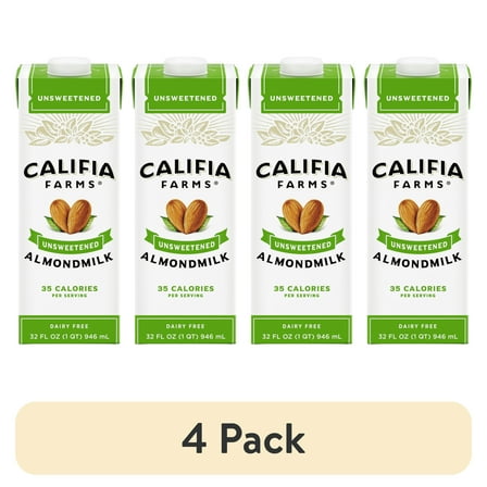 (4 pack) Califia Farms Unsweetened Almond Milk 32 Fluid Ounces