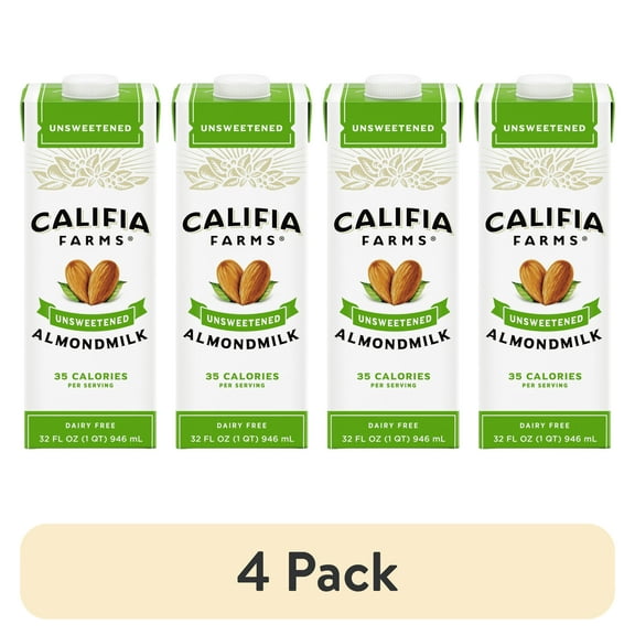 (4 pack) Califia Farms Unsweetened Almond Milk 32 Fluid Ounces