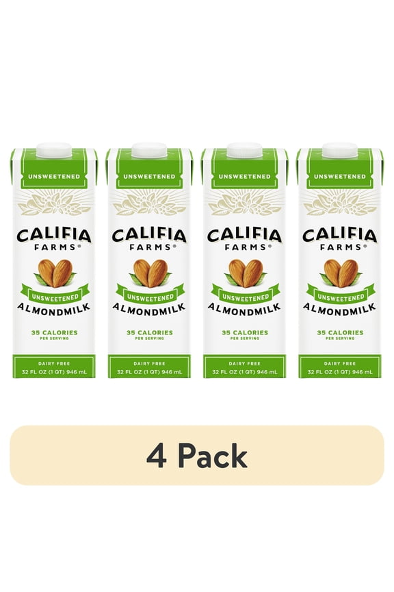 (4 pack) Califia Farms Unsweetened Almond Milk 32 Fluid Ounces