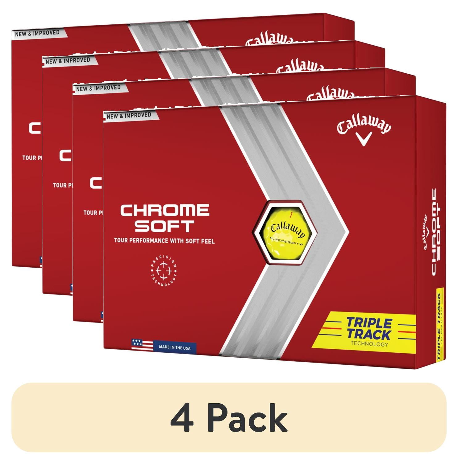 (4 pack) Callaway Golf 2022 Chrome Soft Triple Track Golf Balls 12-pack, Yellow