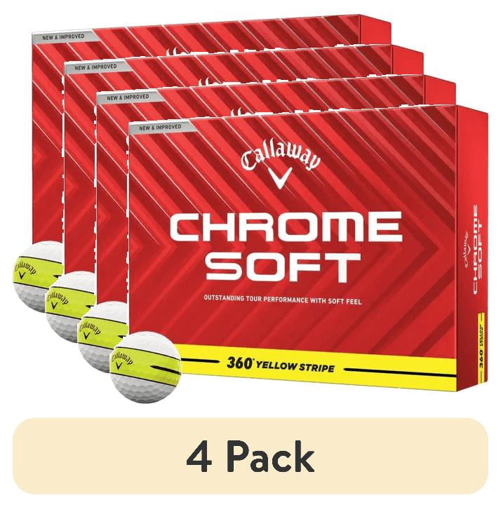 (4 pack) Callaway Golf 2024 Chrome Soft 360 Stripe Golf Balls, Yellow 12pk