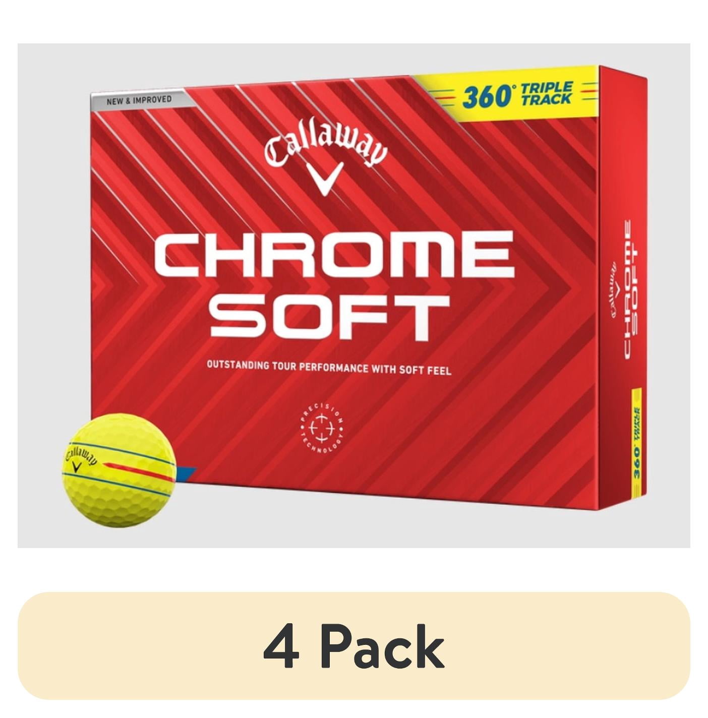 (4 pack) Callaway Golf 2024 Chrome Soft 360 Triple Track Golf Balls (Yellow) 12pk