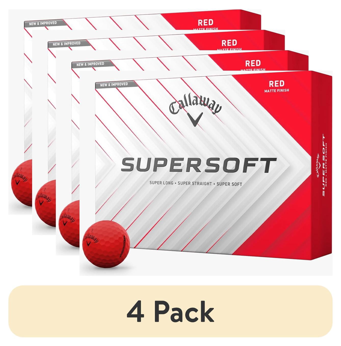 (4 pack) Callaway Golf 2025 Supersoft Golf Balls 1-Dozen [Red]