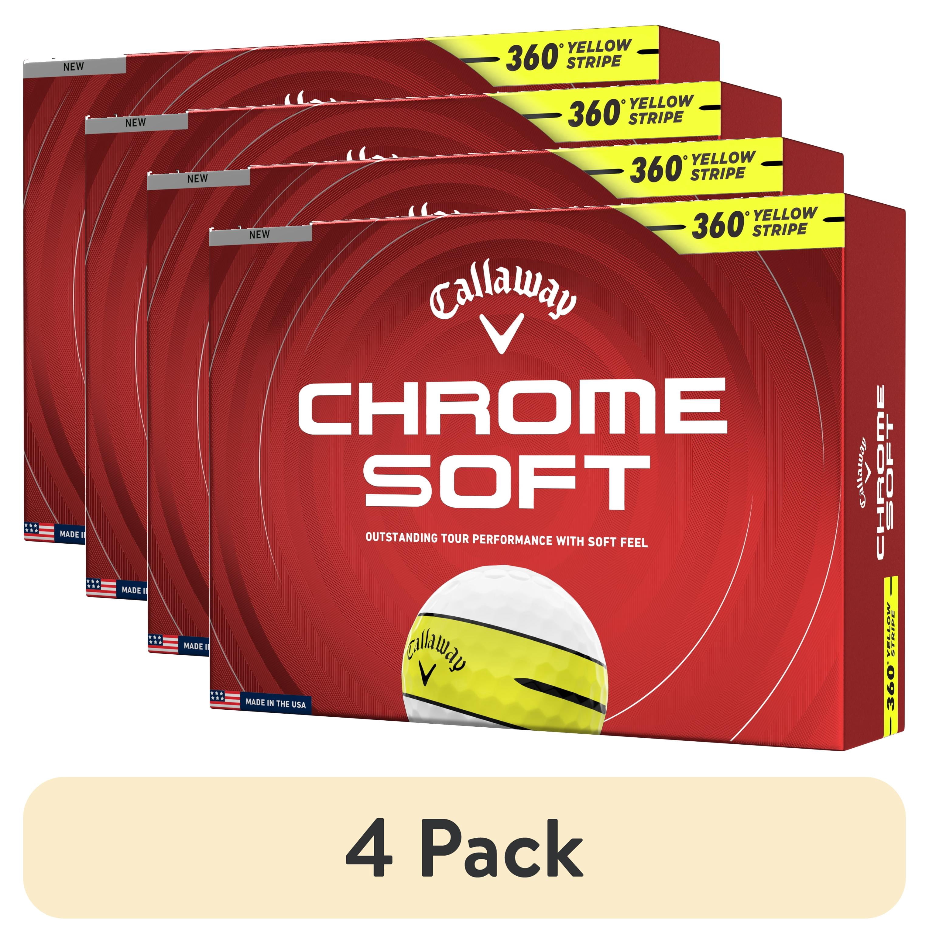 (4 pack) Callaway Golf Chrome Soft 26 360 - Yellow Stripe 12 ball pk