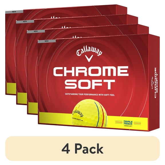 (4 pack) Callaway 2026 Chrome Soft Triple Track Golf Balls, 12pk Yellow