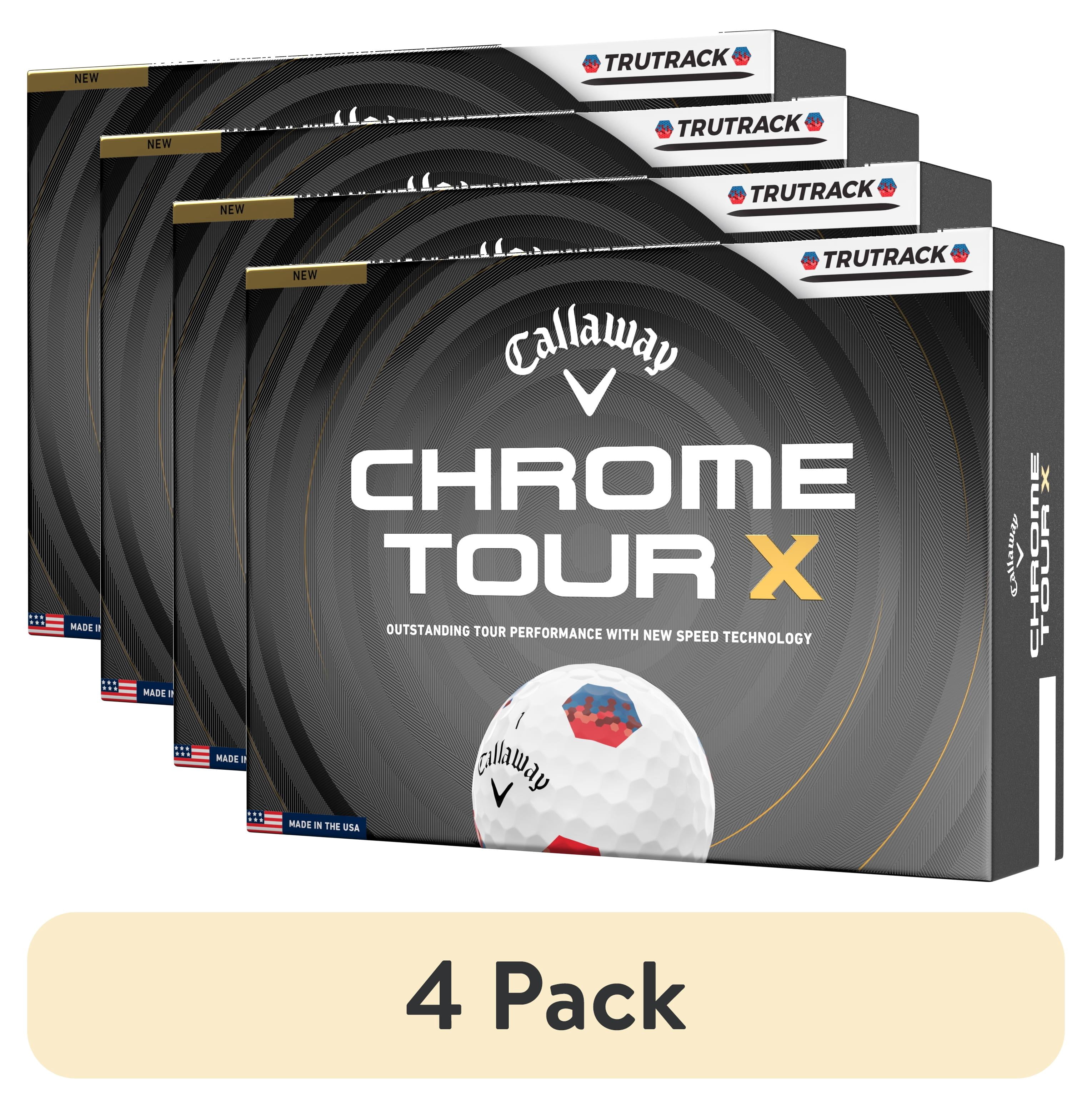 (4 pack) Callaway Golf Chrome Tour X 26 - Blue/Red TruTrack 12 Ball Pack