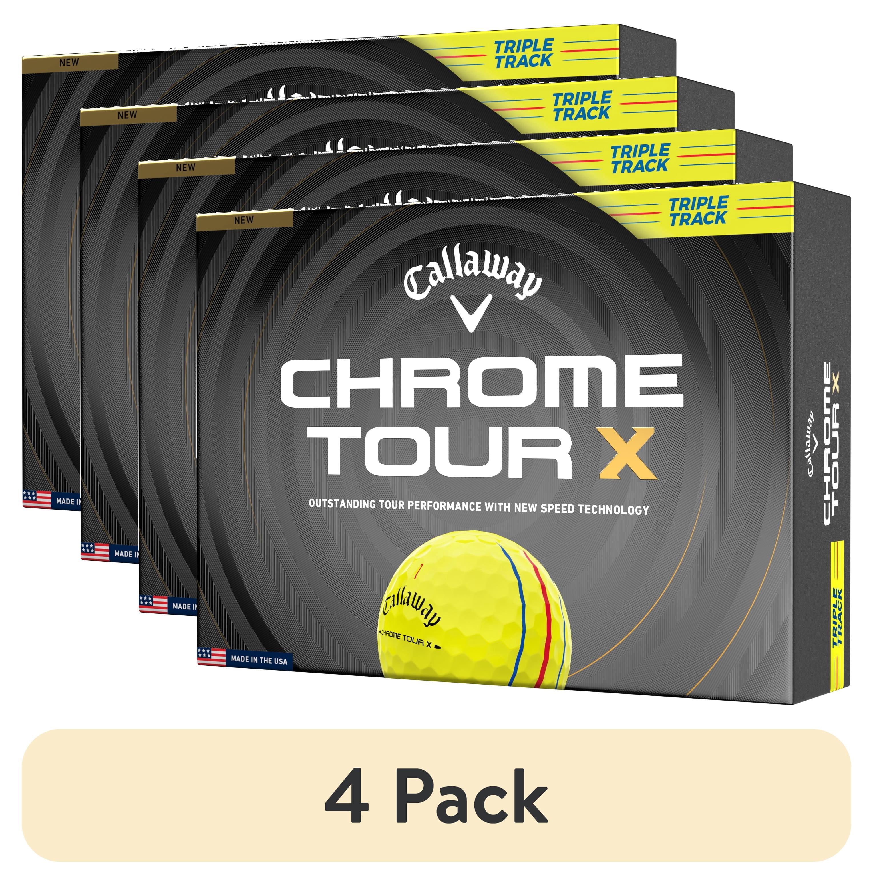 (4 pack) Callaway Golf Chrome Tour X 26 - Triple Track Golf Balls, 12pk, Yellow