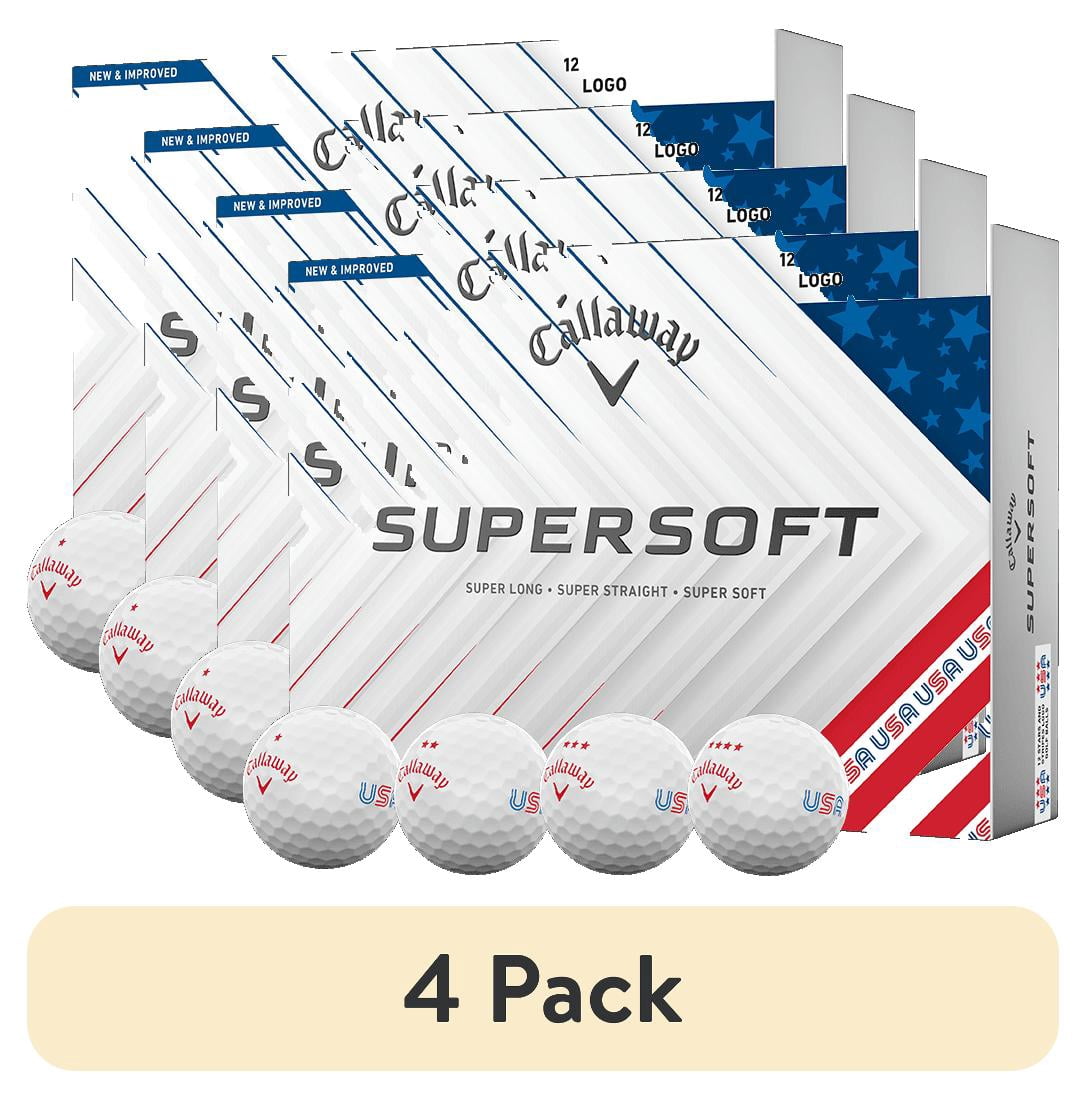 (4 pack) Callaway SuperSoft 2025 USA Golf Balls 12pk, Red/White/Blue