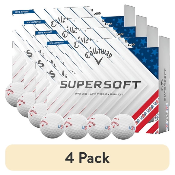 (4 pack) Callaway SuperSoft 2025 USA Golf Balls 12pk, Red/White/Blue