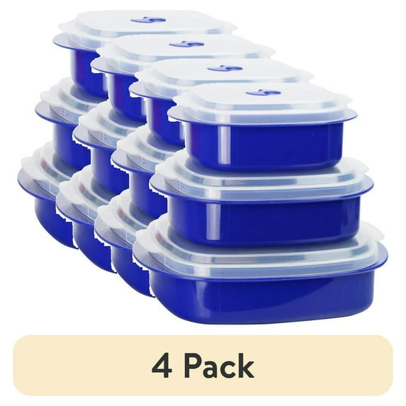 (4 pack) Calypso Basics, Microwave Cookware/ Storage Set, Indigo