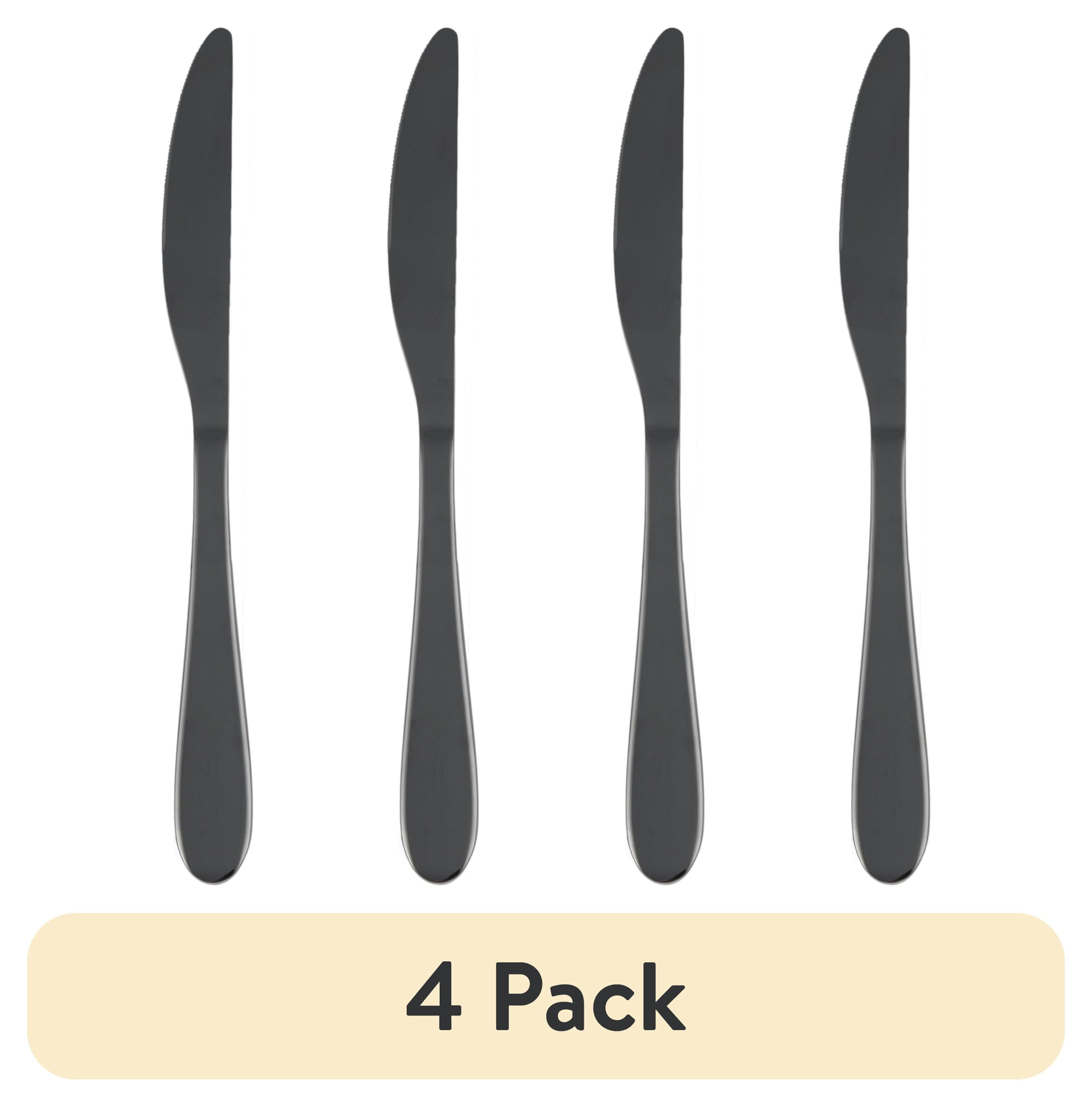 (4 pack) Cambridge Byram Black Mirror Stainless Steel Dinner Knife
