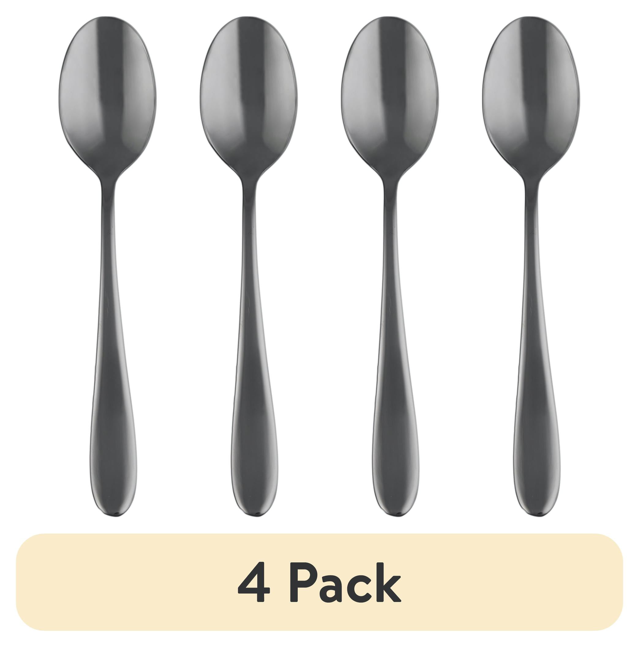 4 pack) Cambridge Byram Black Mirror Stainless Steel Teaspoon