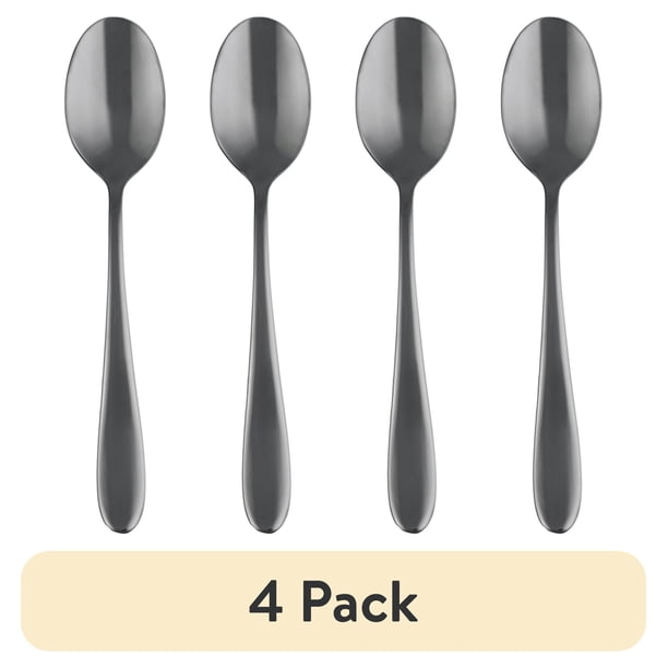 4 pack) Cambridge Byram Black Mirror Stainless Steel Teaspoon