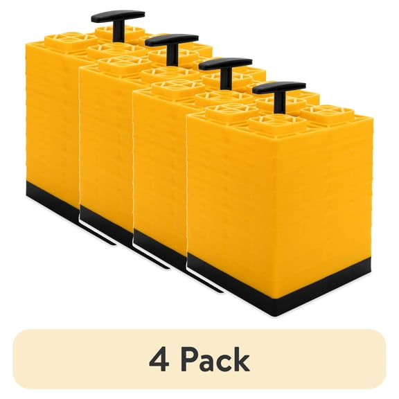 (4 pack) Camco FasTen RV Leveling Blocks - 10 Pack, Yellow (44514)
