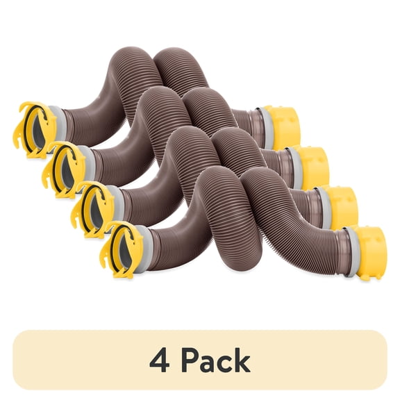 (4 pack) Camco Revolution 360 10-Foot RV Sewer Hose Kit - Hose Compresses - Vinyl, Multicolor (39627)