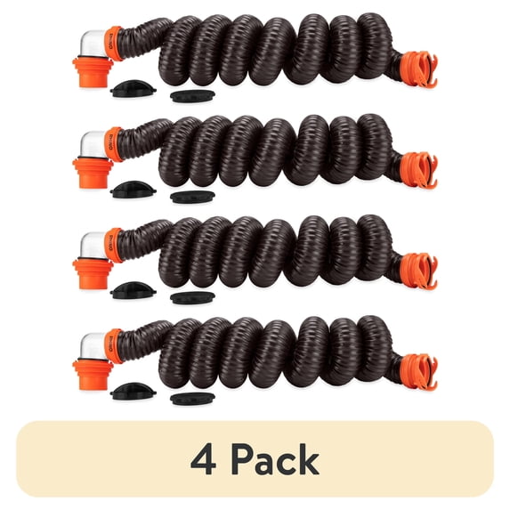 (4 pack) Camco RhinoFLEX 15-Foot RV Sewer Hose Kit - Multicolor, 23 Mils of Polyolefin (39762)